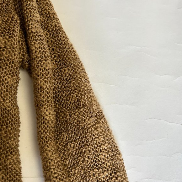 Umgee Womens L Cardigan Sweater Brown Long Sleeve Open Front Knit Layered Lace - Picture 4 of 15